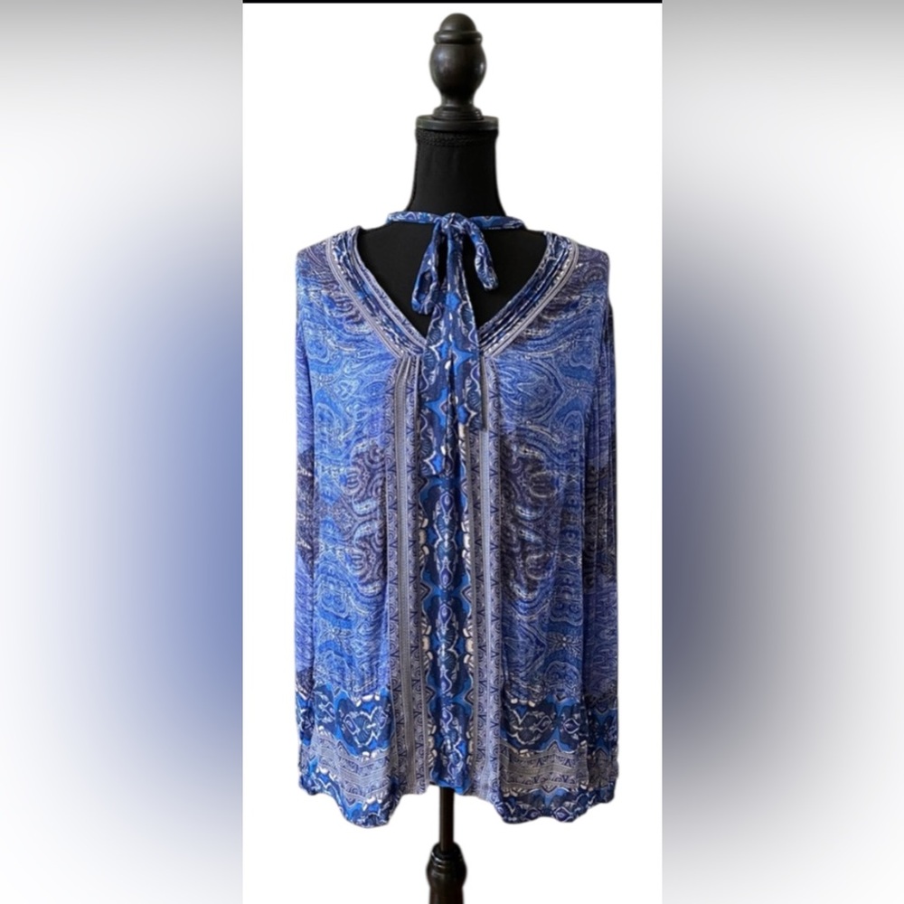 Lucky Brand Blue and White Paisley Top